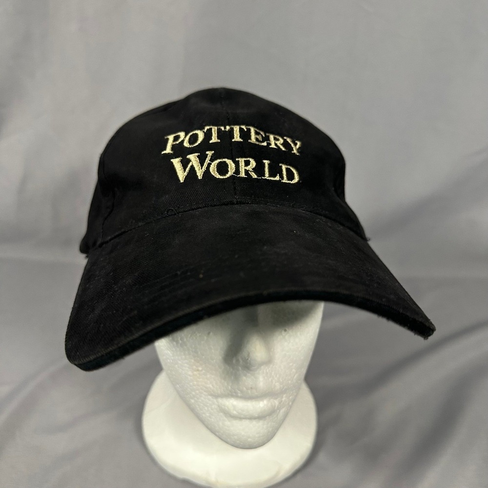 Pottery World Embroidered Black Baseball Cap Hat Adjustable Dad Hat‎ Mens Womens